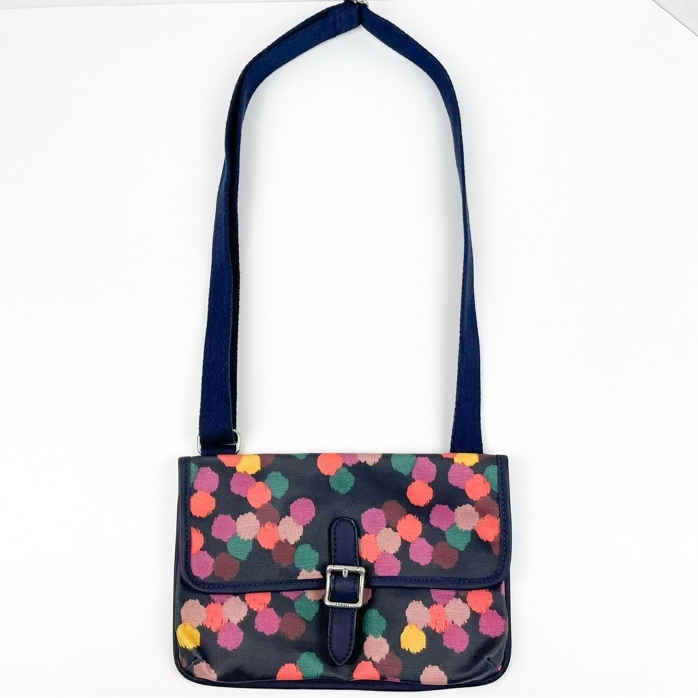 Fossil Women Keyper Multi Colored CrossBody Polka Dot Purse Shoulder Bag